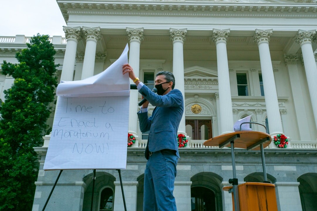 protesters outside government building