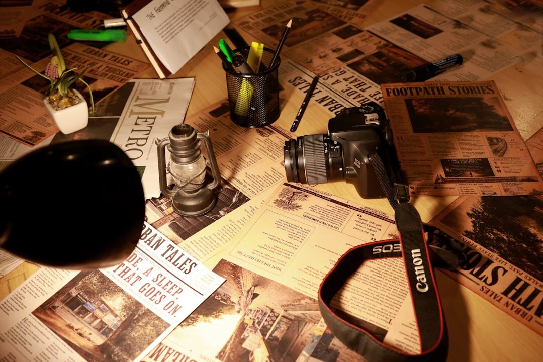 news reporter at desk